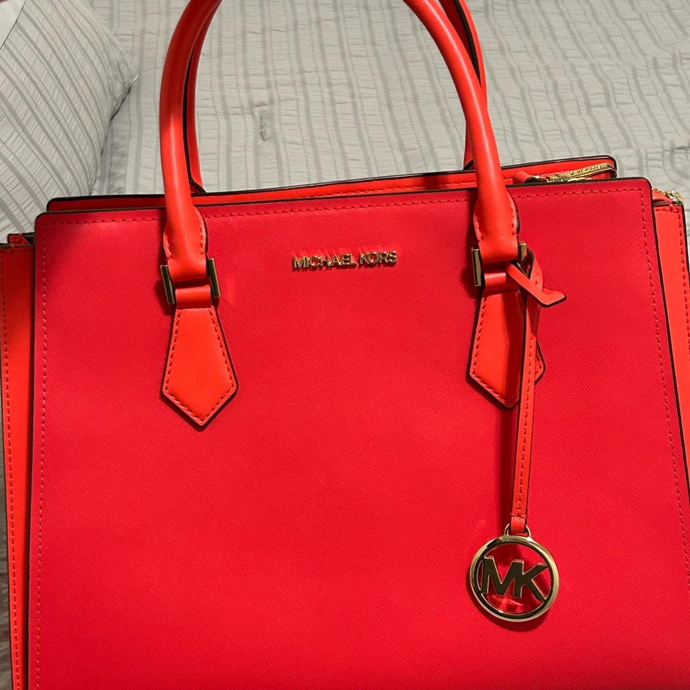 Michael Kors Red Satchel with Gold Hardware - Picture 8 of 13
